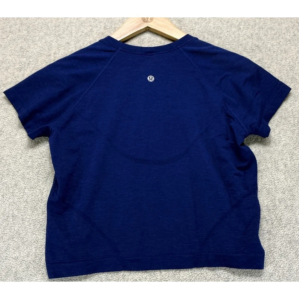 Lululemon Womens Swiftly Tech Cropped Top Cobalt Blue Short Sleeve Lightweight 6